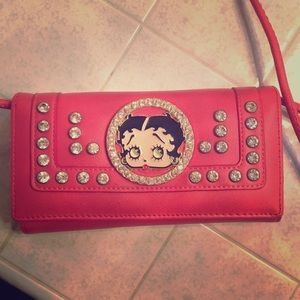 Like new- Rhinestone Betty Boop wallet purse